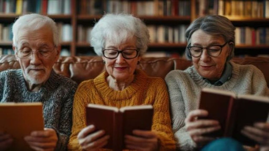 Un grupo de personas mayores leyendo