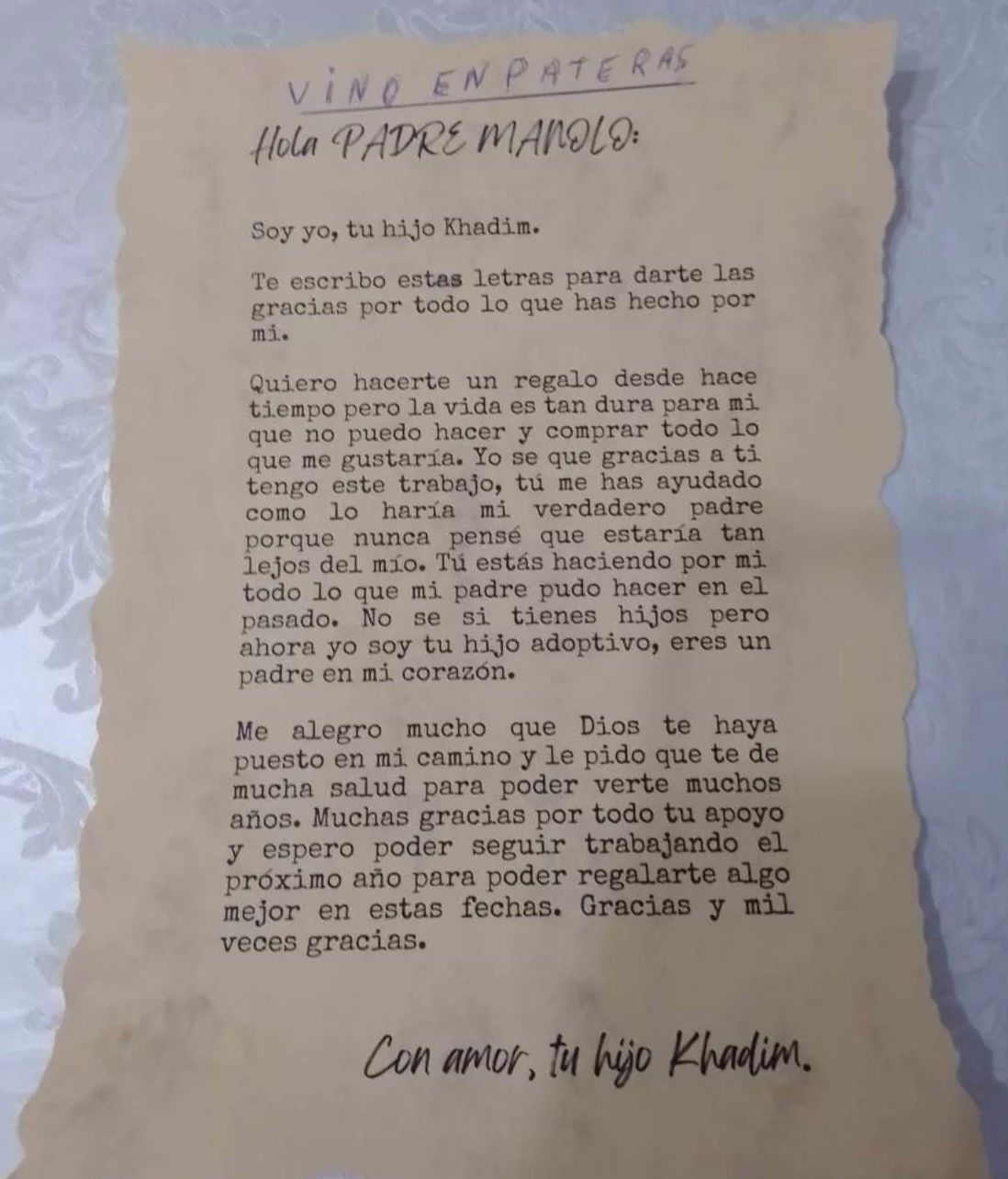 La carta de Khadim