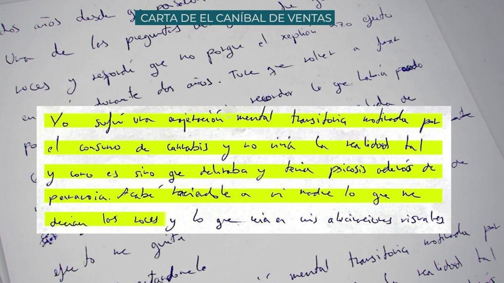 La carta del 'caníbal de Ventas' en 'Vamos a ver'.