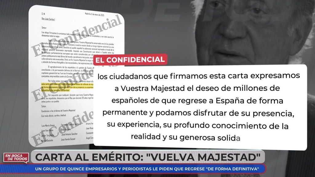 Los detalles del texto firmado y enviado al rey emérito