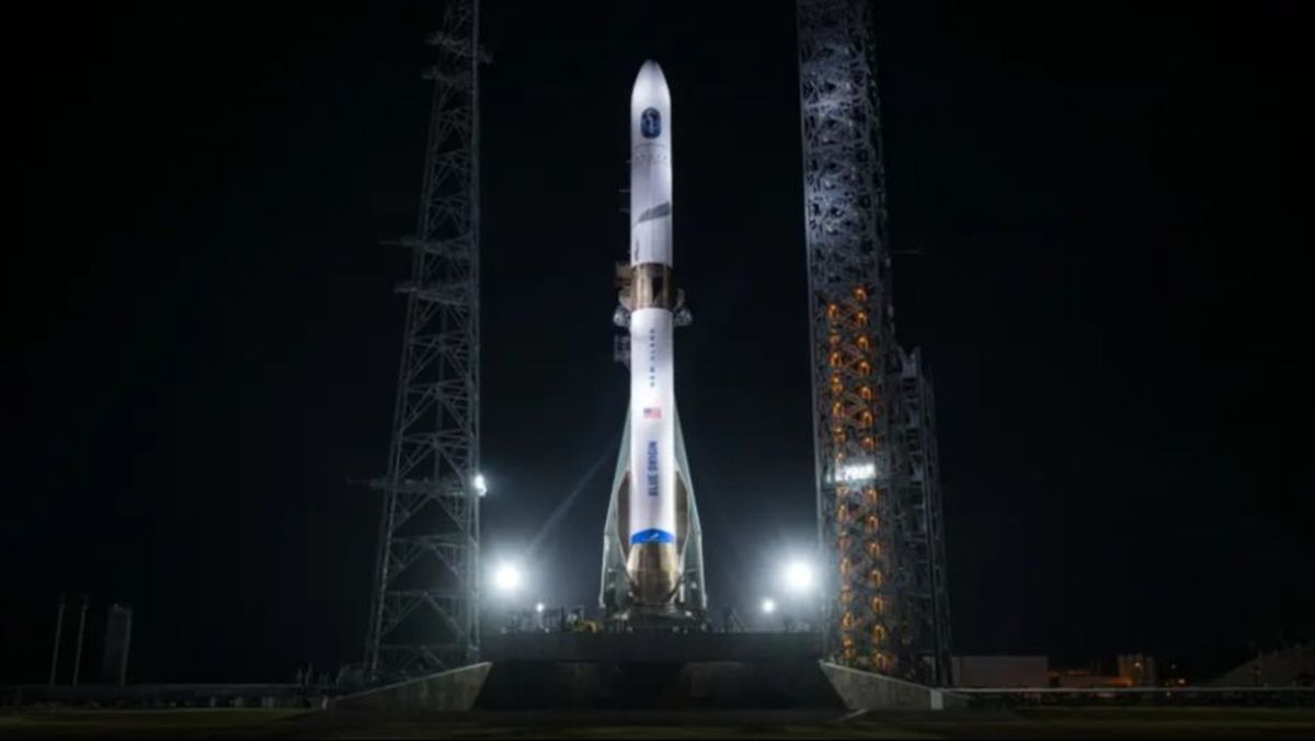 El cohete de Blue Origin en Cabo Cañaveral, Florida.