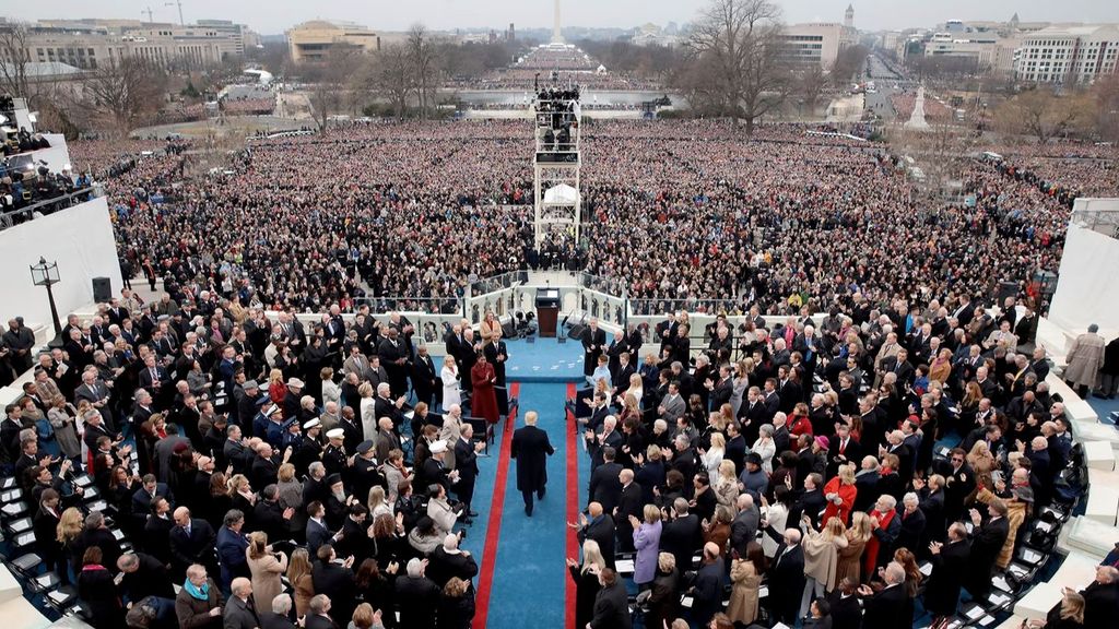 Donald Trump llegando a su investidura en 2017