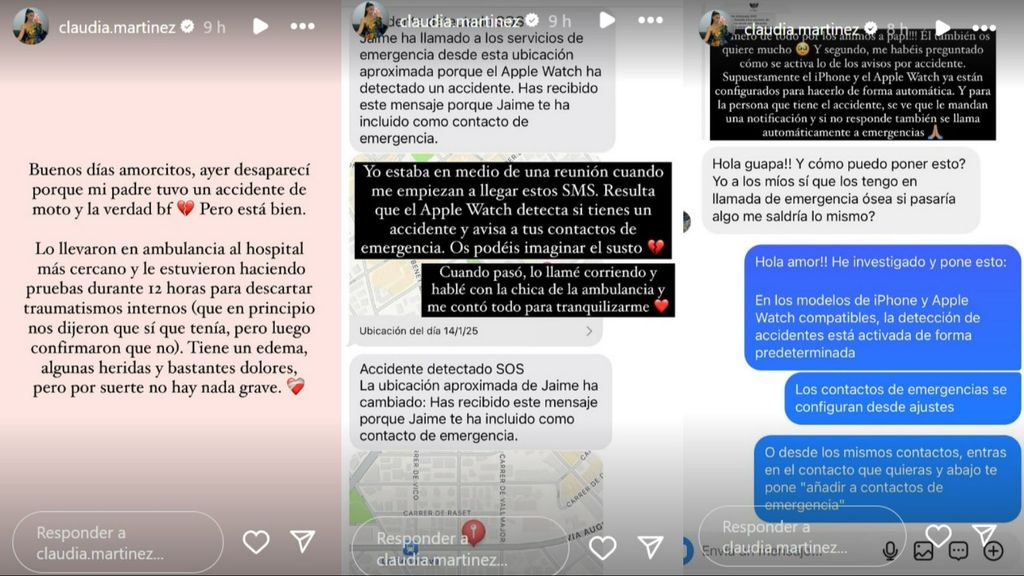 Claudia Martínez habla del accidente de moto de su padre