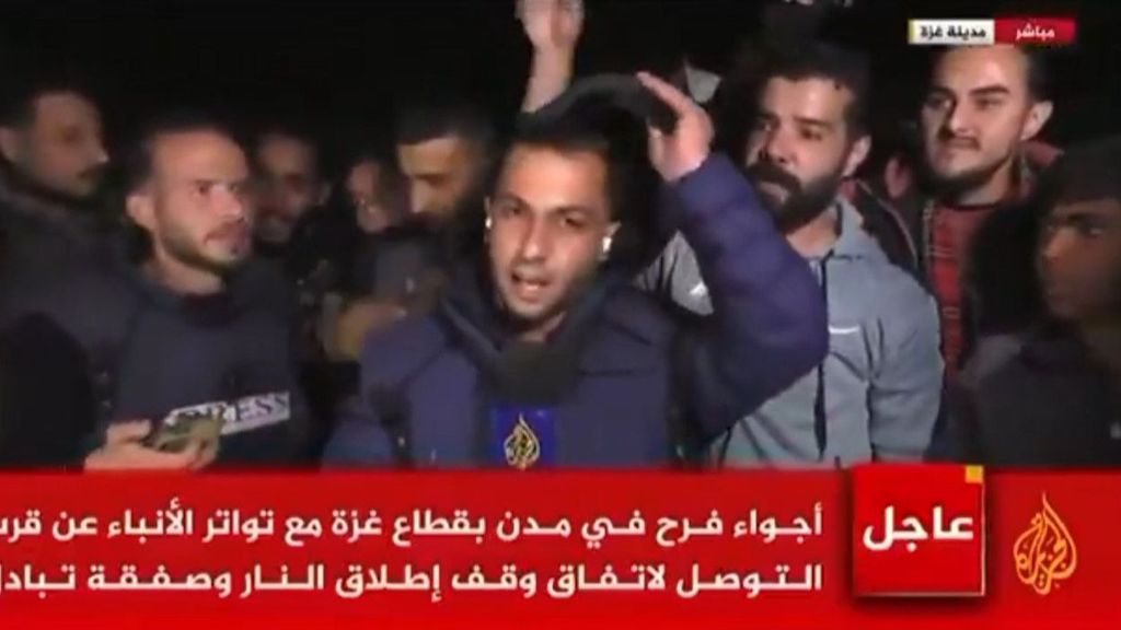 La emocionante reacción de un reportero de Al Jazeera al alto el fuego en Gaza