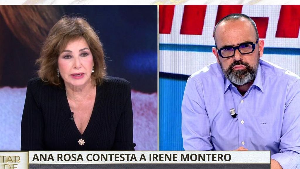 La contundente respuesta de Ana Rosa a Irene Montero tras su 'cara a cara' con Risto: "Unos generamos riqueza y otros que se lo gastan"