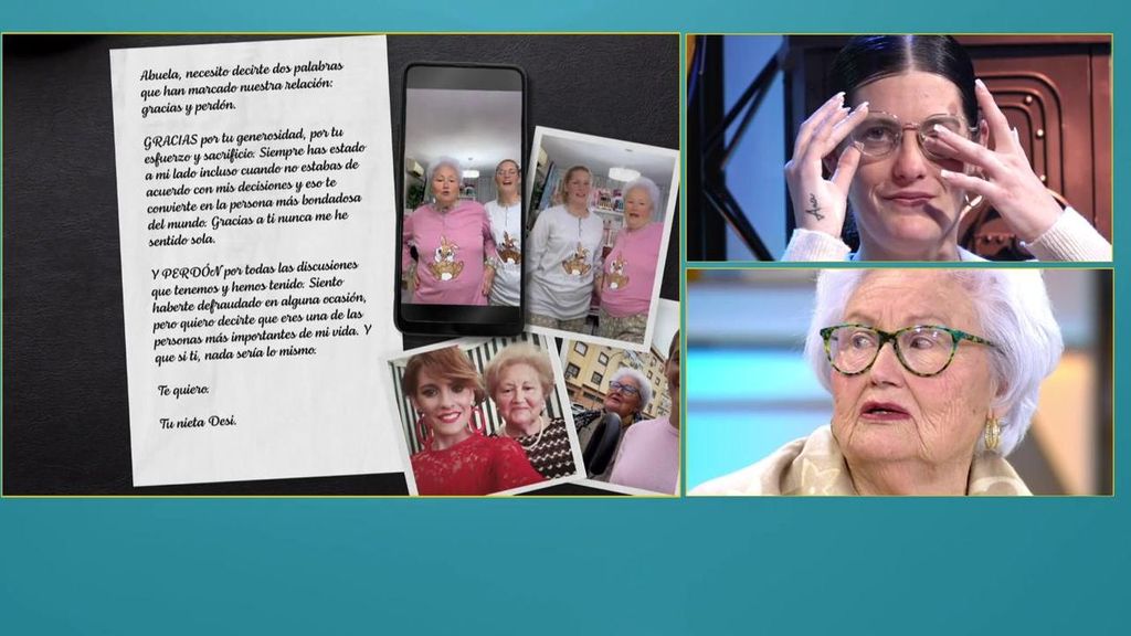 Pepi lee la carta de su nieta sin poder contener las lágrimas