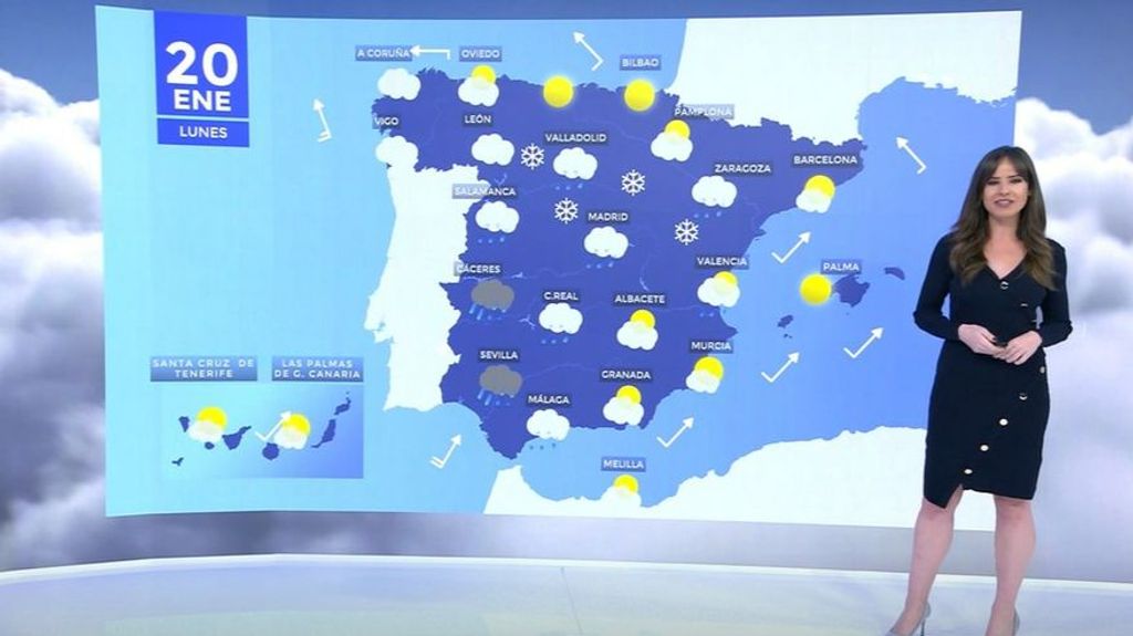 La llegada de una borrasca deja precipitaciones este lunes por todo el país, más abundantes en el suroeste