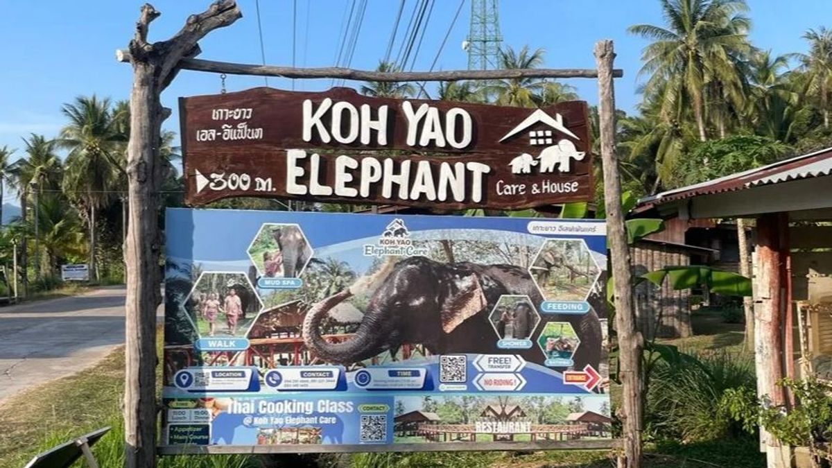 Cartel a la entrada del centro 'Koh Yao Elephant Care'.