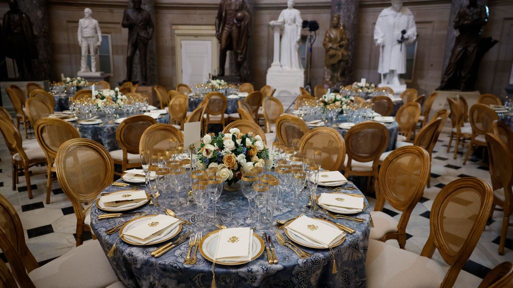 La decoración del Statuary Hall del Capitolio para el almuerzo