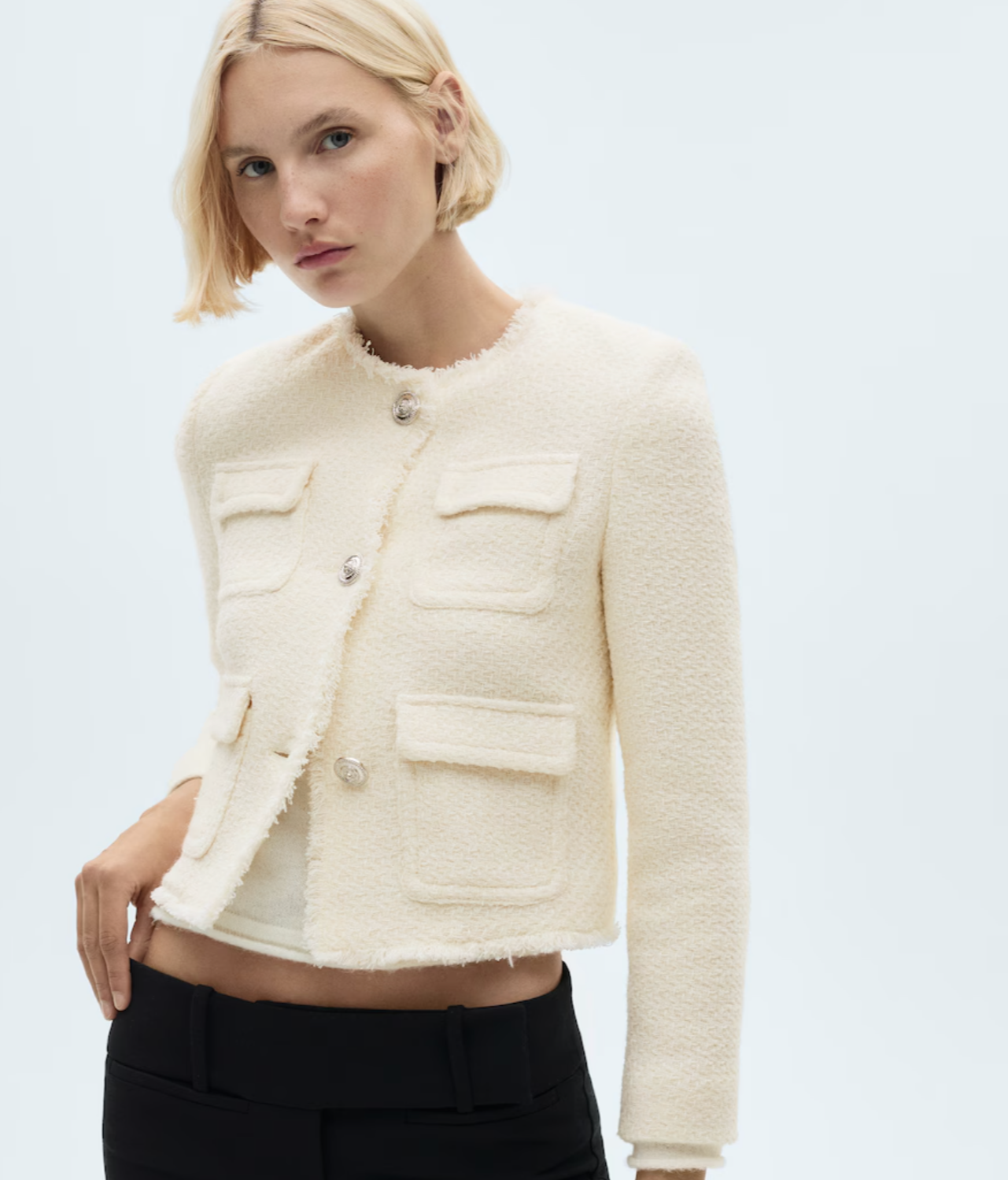 Chaqueta tweed de cuatro bolsillos