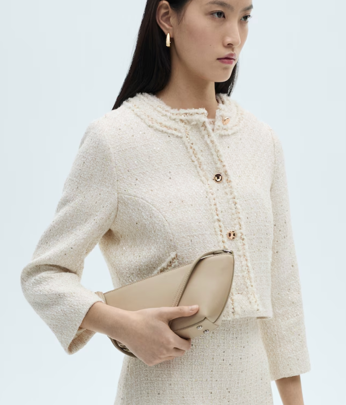 Chaqueta tweed en crudo