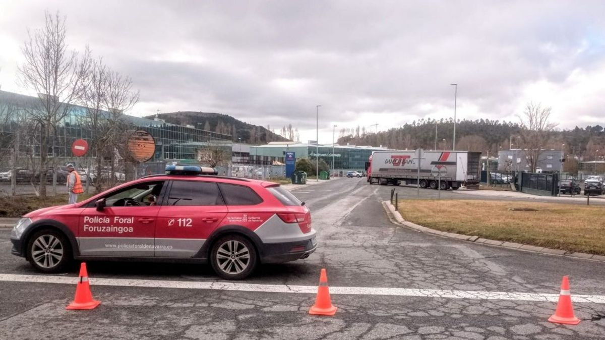 Policía Foral en el polígono industrial de Egüés, en Pamplona