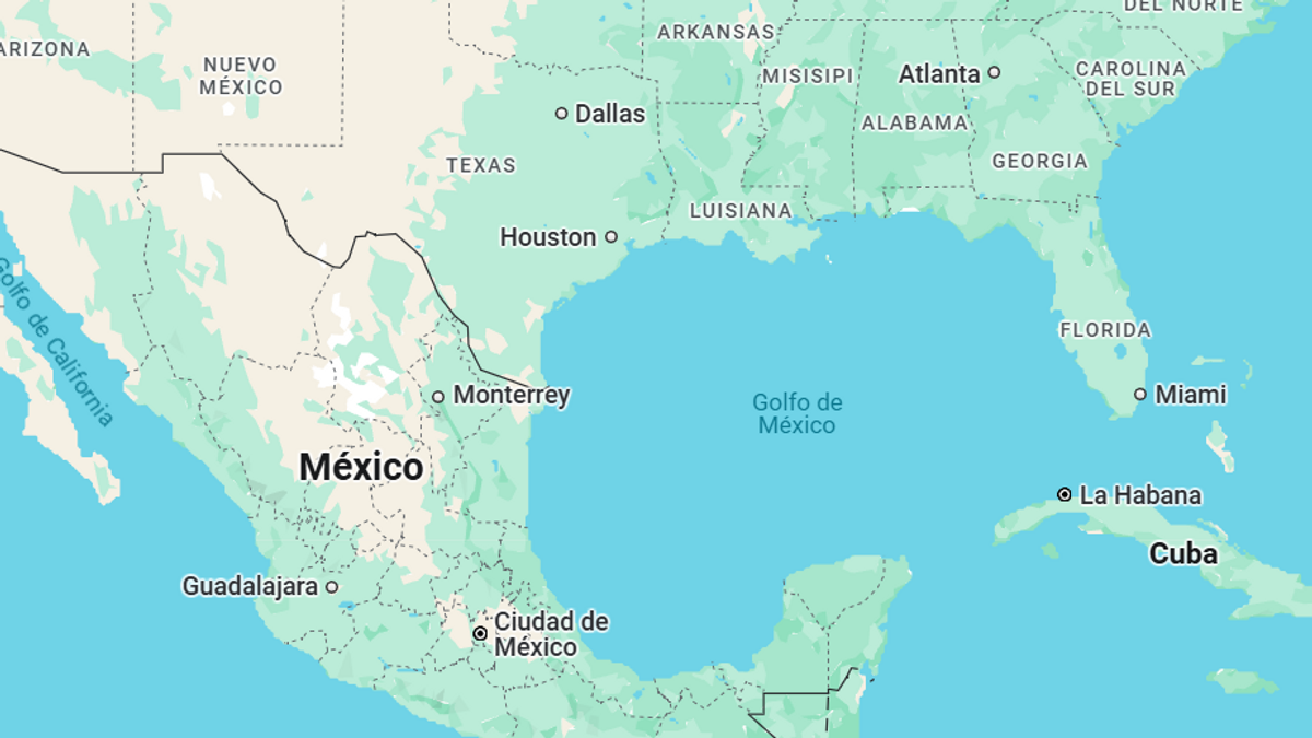 Imagen de Google Maps del golfo de México