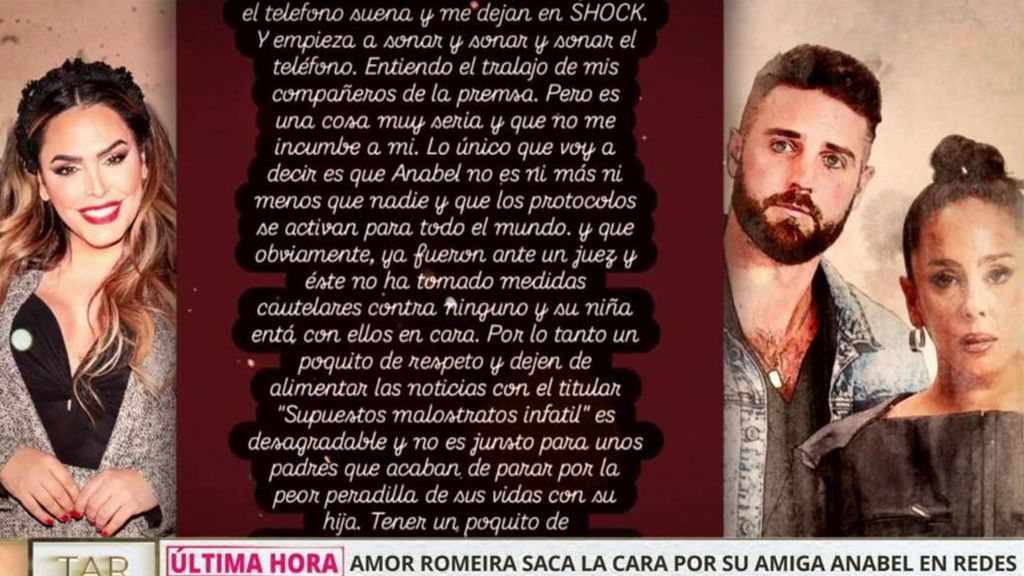 Amor Romeira saca la cara por su amiga Anabel Pantoja en redes: "Un poco de respeto"