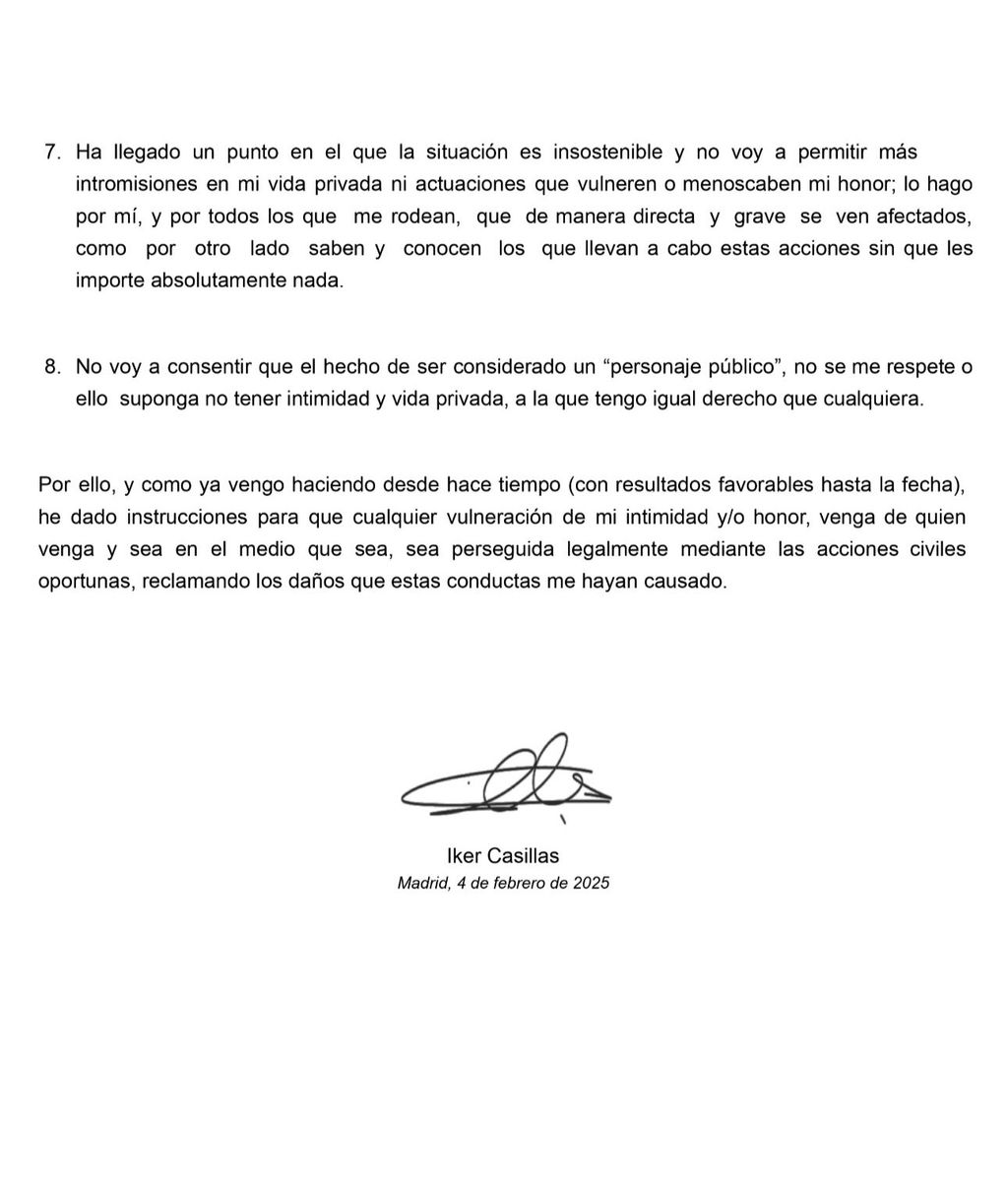 El comunicado de Iker Casillas