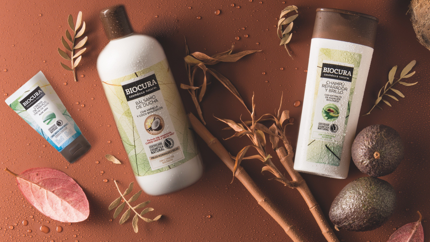 Crema de manos con aloe vera, bálsamo de ducha y champú de Biocura
