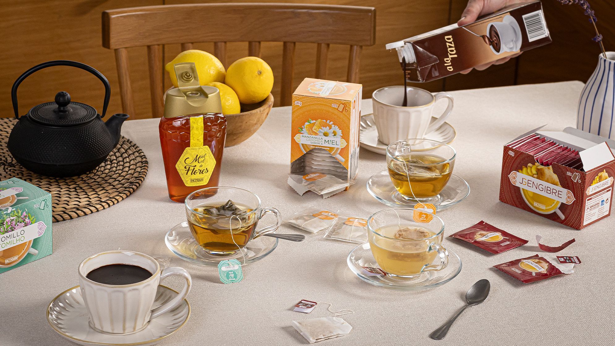 Manzanilla miel, Infusión jengibre o el Tomillo de Mercadona,