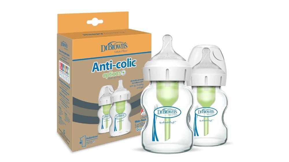 2 biberones de cristal anticólicos para recién nacido de Dr. Brown’s 150 ml de boca ancha