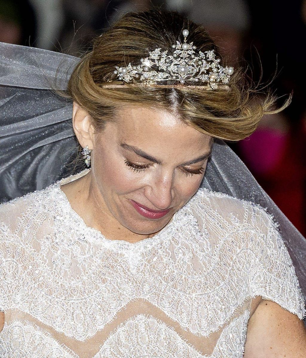 Tiara de Chrysi Vardinoyannis el día de su boda