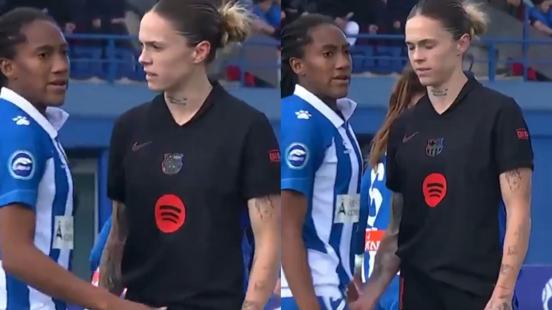 El Espanyol carga contra el tocamiento de la futbolista del Barcelona 'Mapi' León a Daniela Caracas: "Vulnera la intimidad de nuestra jugadora"