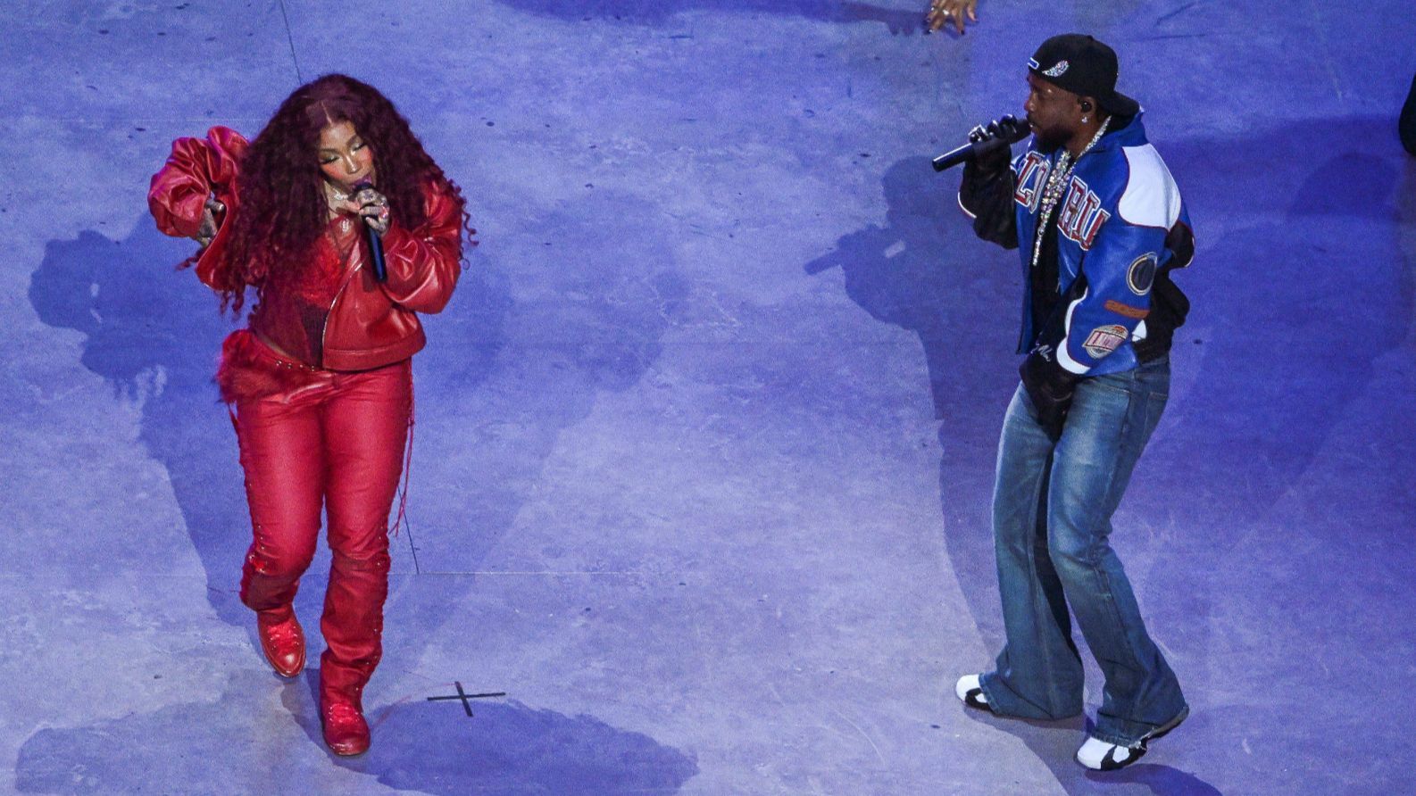 Kendrick Lamar y Serena Williams en la actuación de la Super Bowl