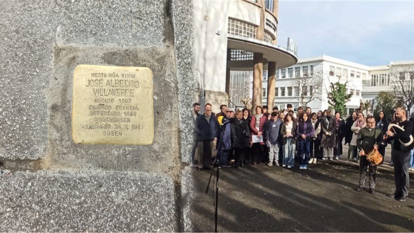 Un stolpersteine colocado en A Coruña.