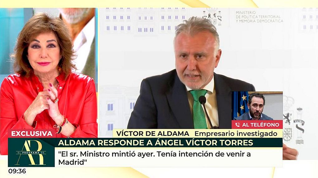 Aldama, sobre las pruebas del ministro Víctor Torres: “Lo que tiene que presentar son las tarjetas de embarque” - El programa de Ana Rosa