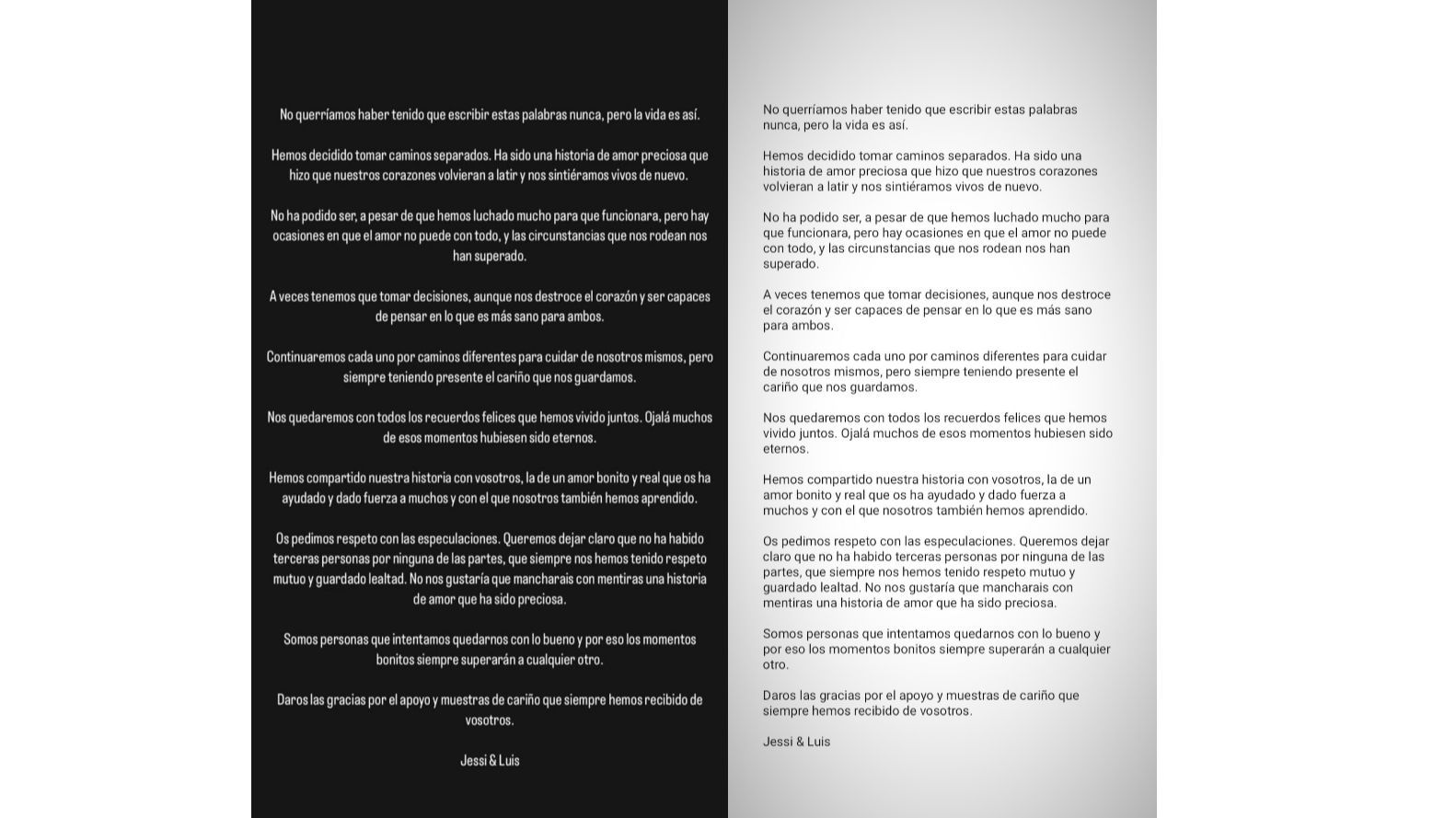 Diferencias en el comunicado de Jessica Bueno y Luitingo