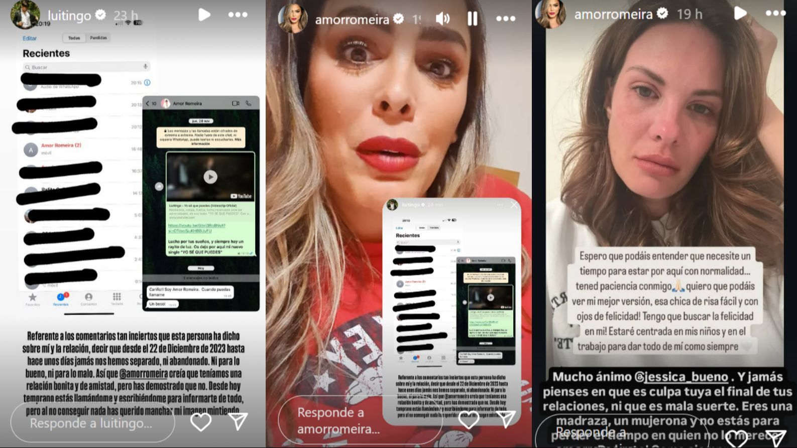 Luitingo y Amor Romeira, cruce de reproches en Instagram