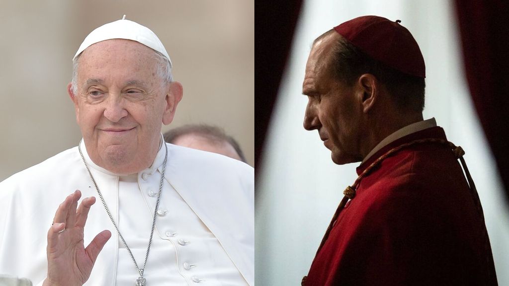 Fotomontaje Papa Francisco y Ralph Fiennes