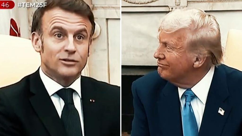 El momento en que Macron corrige a Donald Trump en directo y la reacción del presidente de EE UU