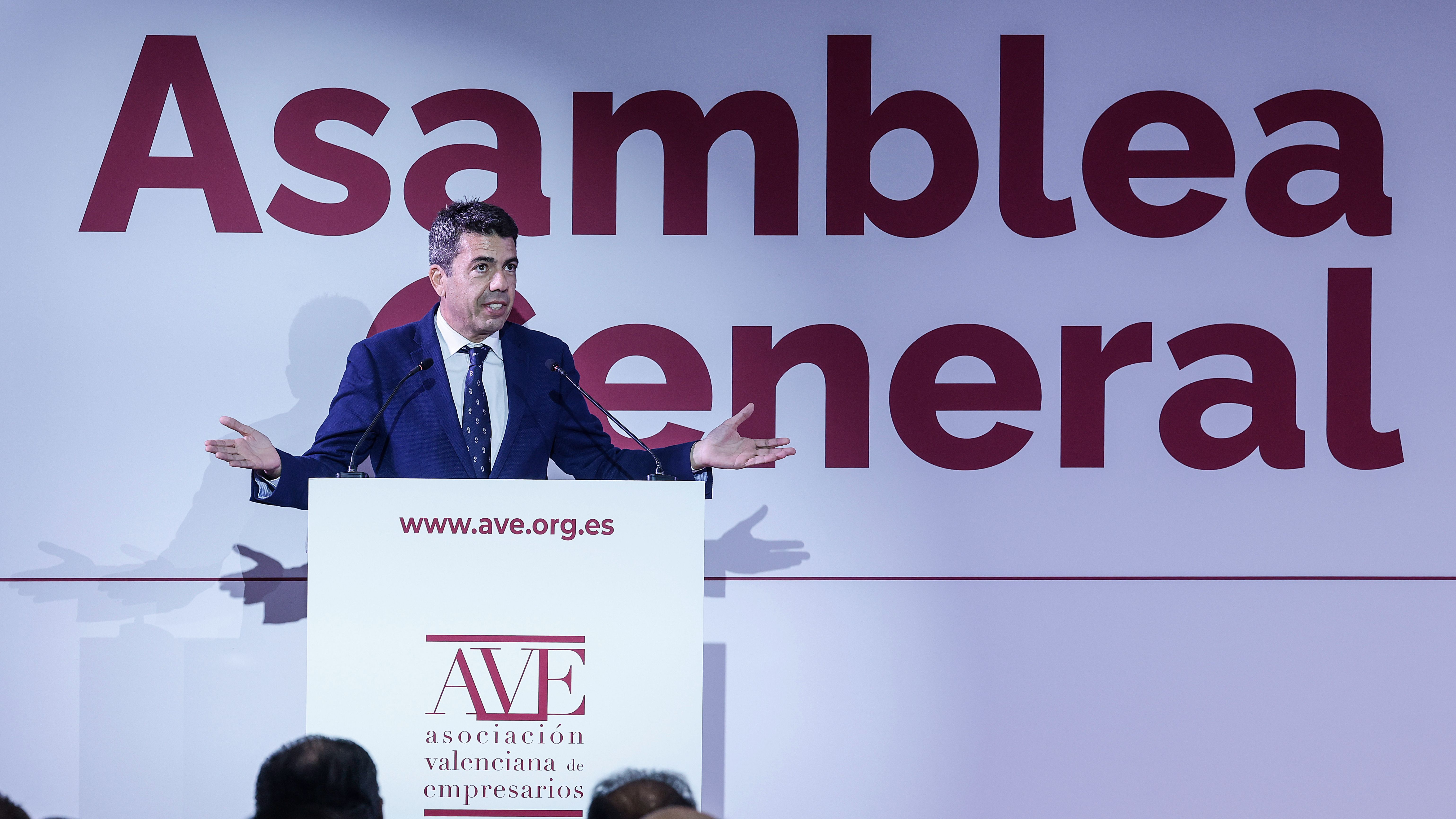 Carlos Mazón durante la asamblea de AVE Carlos Mazón durante la asamblea de AVE