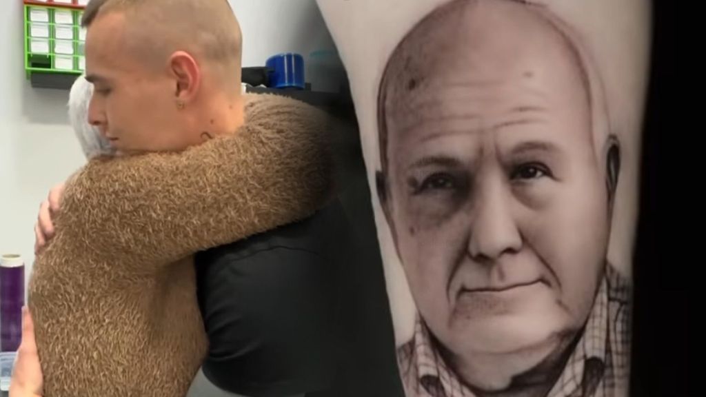 El vídeo de una mujer que se tatuó el retrato de su marido fallecido: "Le quería llevar con ella hasta el final de sus días"