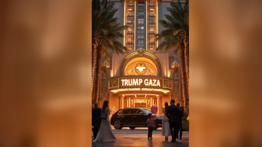 Estatuas doradas, rascacielos y billetes: el vídeo de Trump hecho con IA que muestra cómo es su Gaza soñada