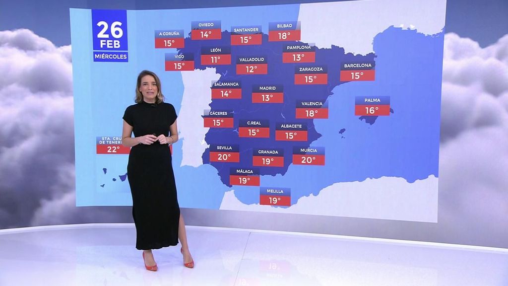 Flora González mostrando que España tendrá este miércoles temperaturas estables.