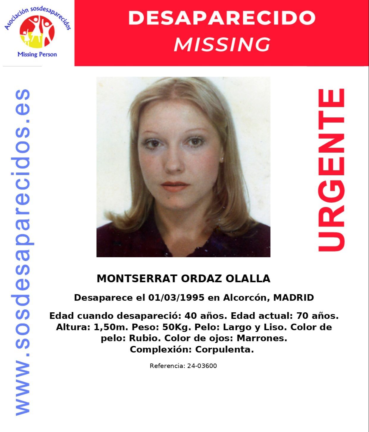 Cartel de búsqueda de Montserrat Ordaz Olalla