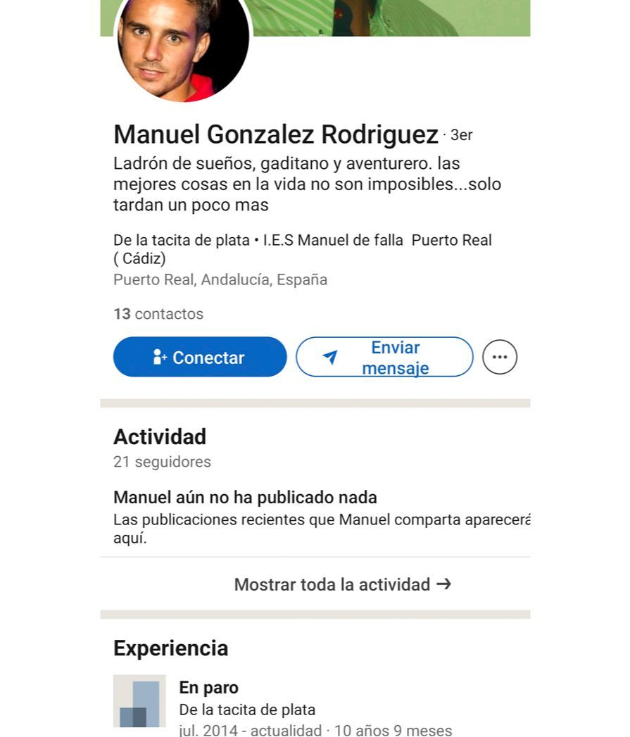 El perfil público de Manuel González en Linkedin