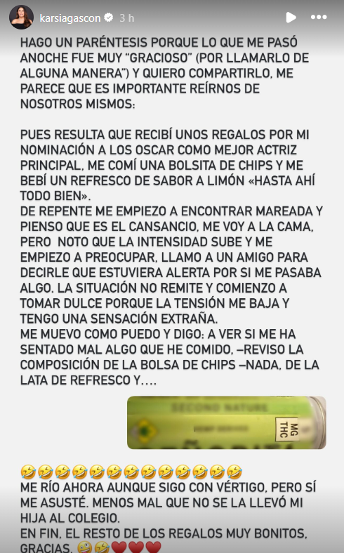 El incidente de Karla Sofía Gascón con uno de los regalos por su nominación al Oscar