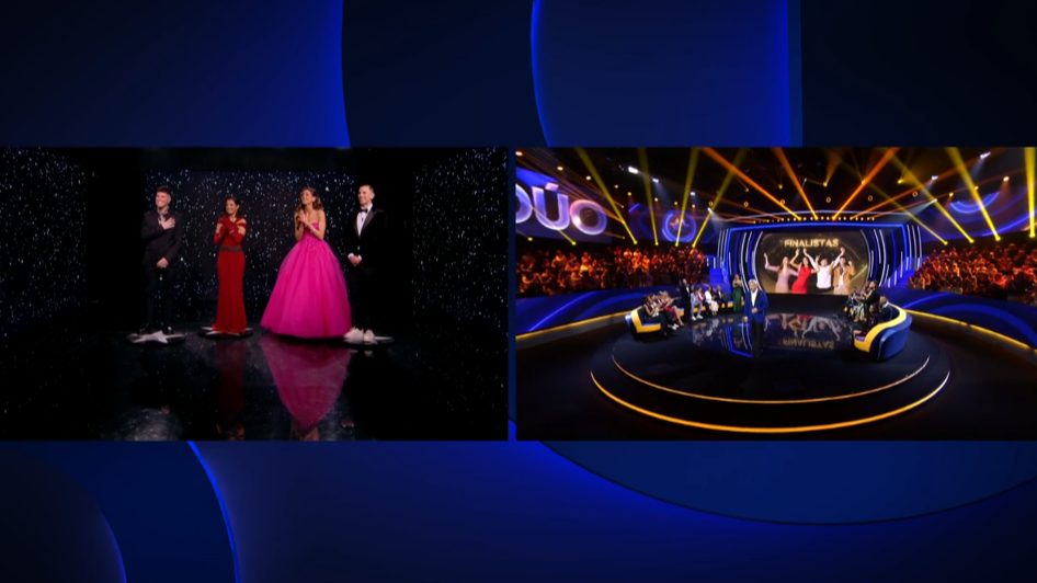 Los concursantes no dan crédito con la gran puesta en escena del plató durante la gran final