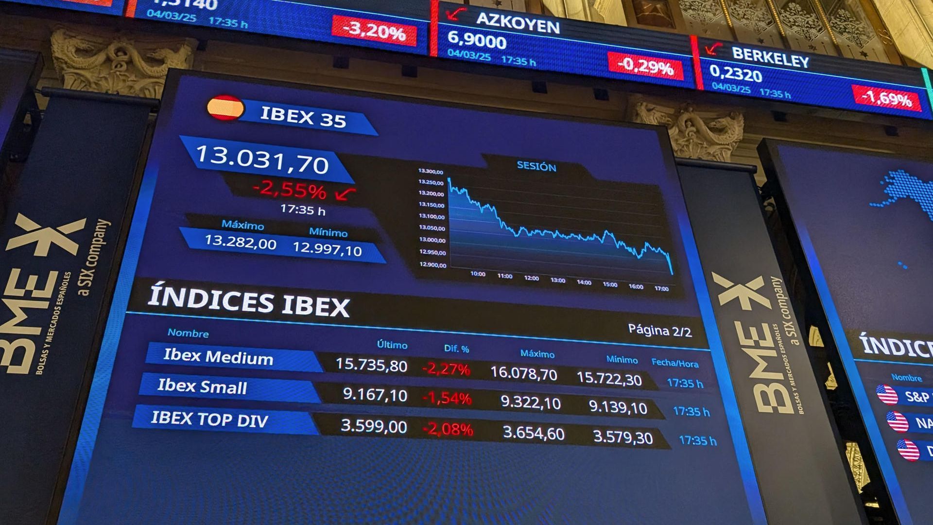 Paneles en el interior del Palacio de la Bolsa de Madrid