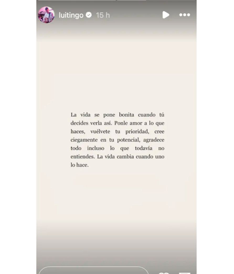 La reflexión que ha compartido Luitingo en sus historias de Instagram