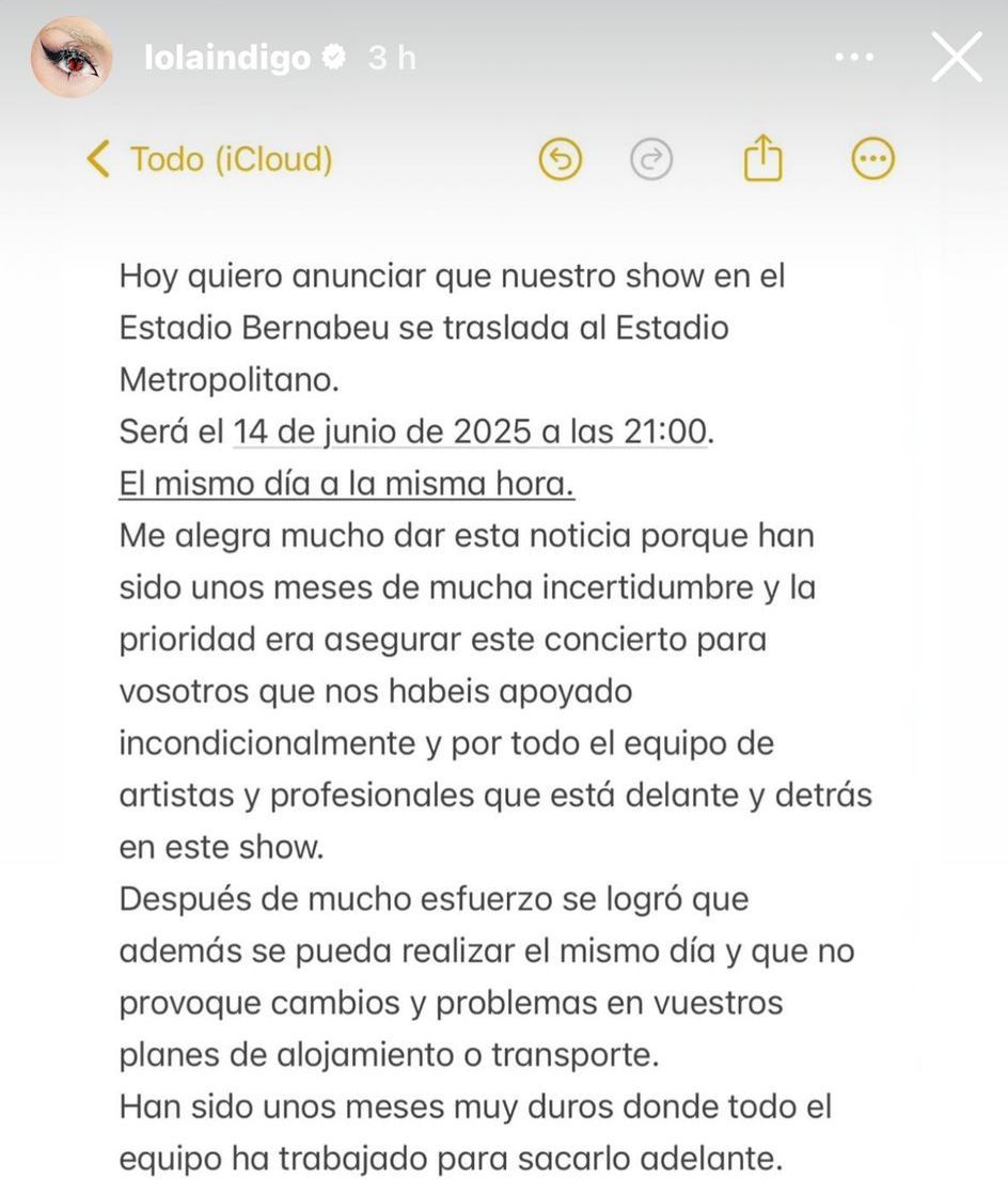 Lola Índigo y su comunicado.
