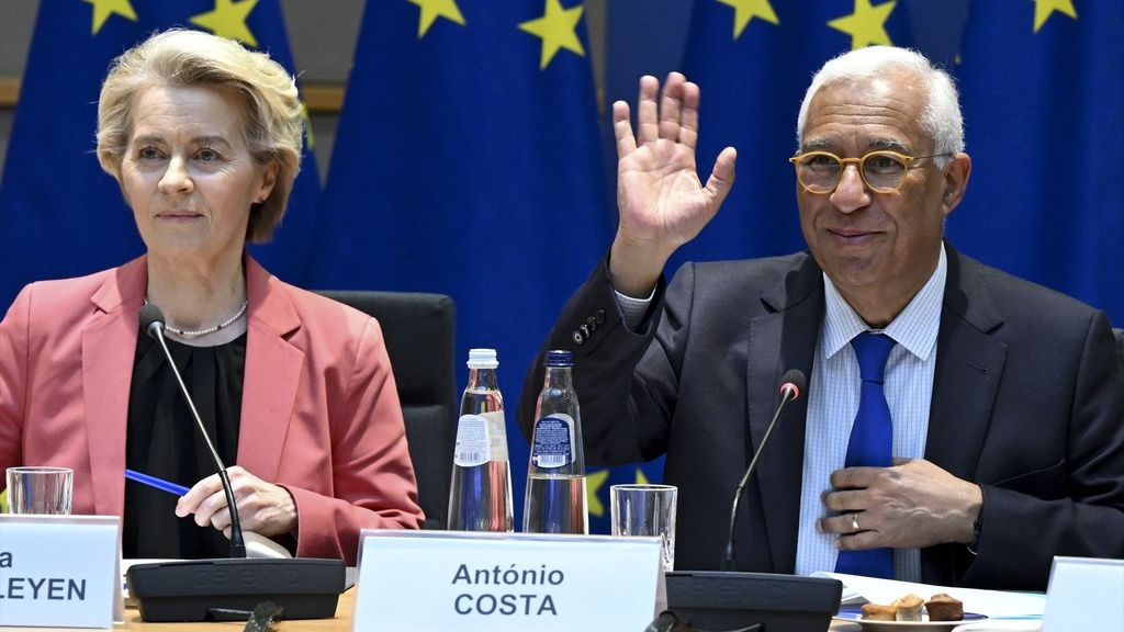 La presidenta de la Comisión Europea, Ursula von der Leyen, y el presidente del Consejo, António Costa.