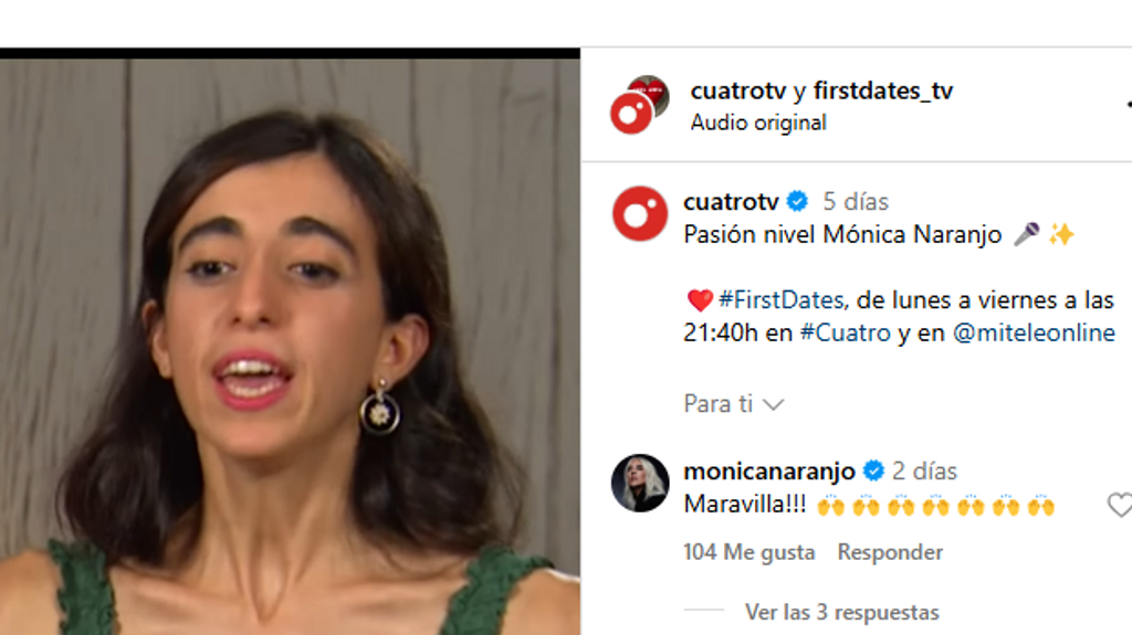 La reacción de Mónica Naranjo a la imitación de María