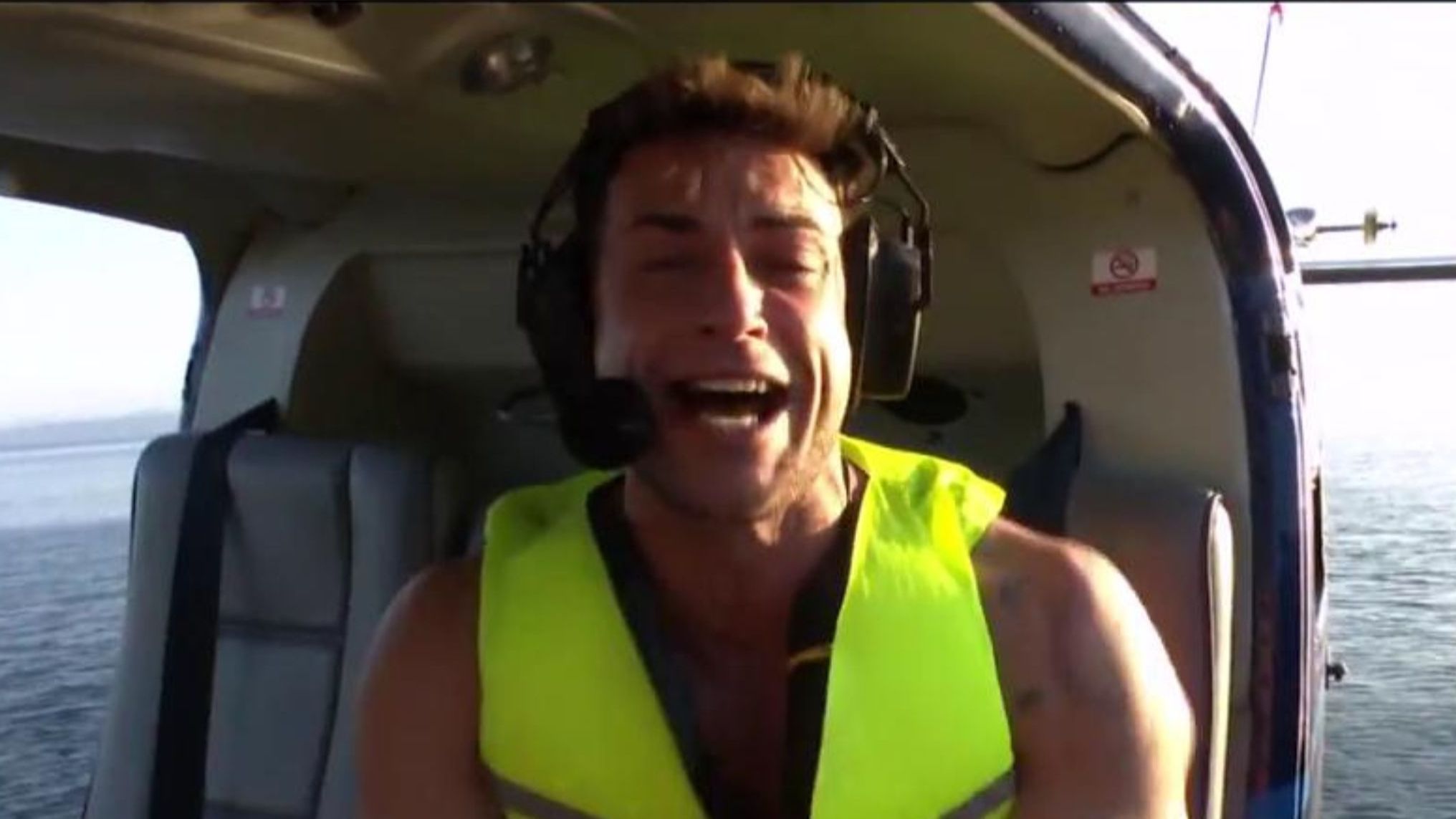 Montoya, durante el debate de 'Supervivientes' de este domingo, instantes antes de saltar del helicóptero