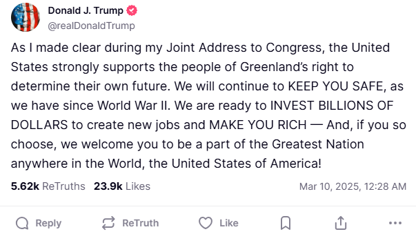 Tweet de Donald Trump en Truth Social