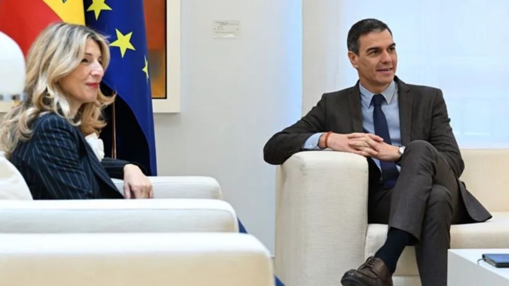 El presidente del Gobierno, Pedro Sánchez, se reúne con la vicepresidenta Yolanda Diaz este martes en el Complejo de la Moncloa.