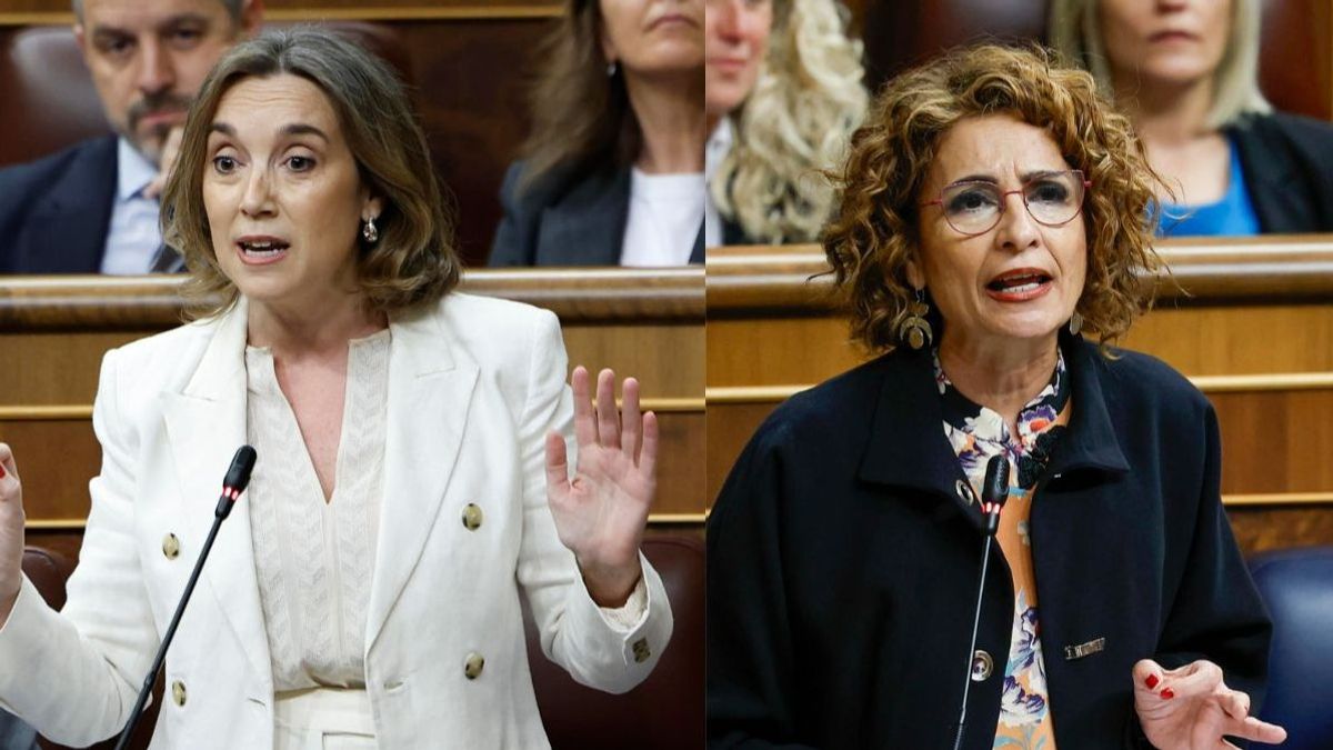 Cuca Gamarra (i), secretaria general del PP y María Jesús Montero (d), vicepresidenta primera del Gobierno y ministra de Hacienda en la Sesión de Control al Gobierno