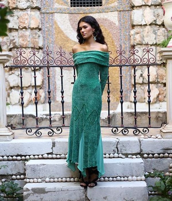 Vestidos imperio de hombros descubiertos con escote en forma de corazón Caléndula Tallas Grandes