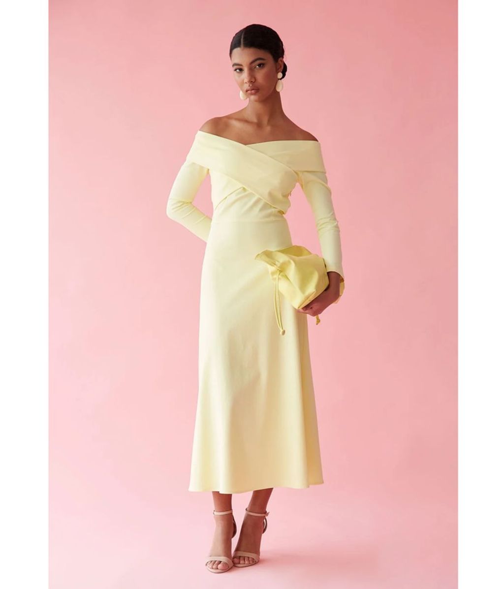 Vestidos imperio de hombros descubiertos con escote en forma de corazón Fucsia Tallas Grandes